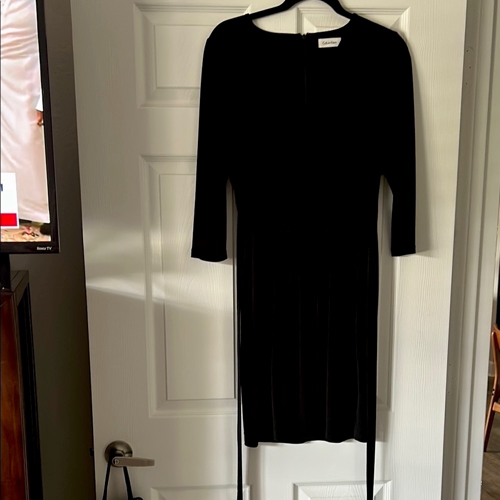 Calvin Klein Black Ruched Wrap Dress